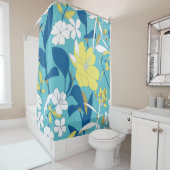 Wilde bloemen naadloos op witte achtergrond douchegordijn (In situ)