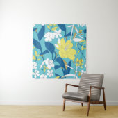 Wilde bloemen naadloos op witte achtergrond wandkleed (In situ)