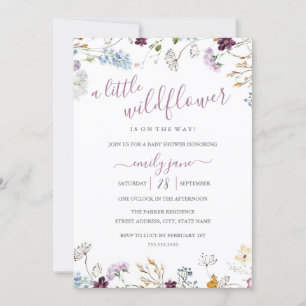 Wilde bloemen Natuur Paars Baby shower Kaart