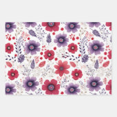 Wilde bloemen Navy Rood Paars Inpakpapier Vel (Voorkant 2)