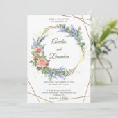 Wilde Bloemen Nep Goud Folie Frame Rustieke Bruilo Kaart (Staand voorkant)