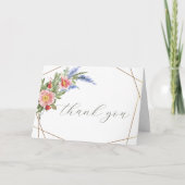 Wilde Bloemen Nep Goud Folie Geometrisch Frame Lan Bedankkaart (Voorkant)