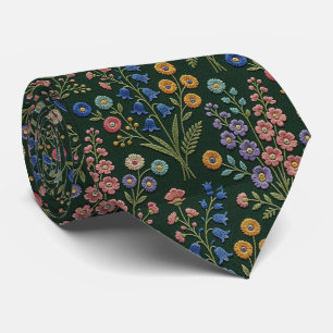 Wilde Bloemen Nepzijde Vintage Borduurwerk Stijl Stropdas