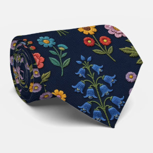 Wilde Bloemen Nepzijde Vintage Borduurwerk Stijl Stropdas