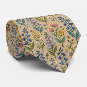 Wilde Bloemen Nepzijde Vintage Borduurwerk Stijl Stropdas