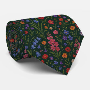 Wilde Bloemen Nepzijde Vintage Borduurwerk Stijl Stropdas