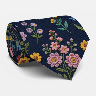 Wilde Bloemen Nepzijde Vintage Borduurwerk Stijl Stropdas