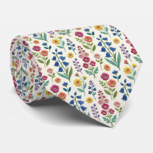 Wilde Bloemen Nepzijde Vintage Borduurwerk Stijl Stropdas