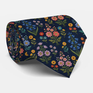 Wilde Bloemen Nepzijde Vintage Borduurwerk Stijl Stropdas