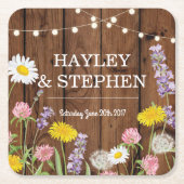 Wilde bloemen Onderzetters Hout Lights Weddenschap (Voorkant)