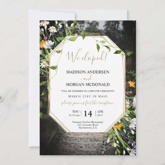 Wilde bloemen Ontvanger Foto uitnodiging (Voorkant)