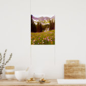 Wilde bloemen op bergweide - Geel Paars Poster (Keuken)