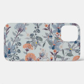 Wilde bloemen op blauw, botanisch patroon. Case-Mate iPhone case (Achterkant (horizontaal))