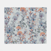 Wilde bloemen op blauw, botanisch patroon. fleece deken (Voorkant (Horizontaal))