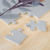 Wilde bloemen op blauw, botanisch patroon. legpuzzel (Zijkant)