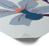 Wilde bloemen op blauw, botanisch patroon. poster (Hoek)