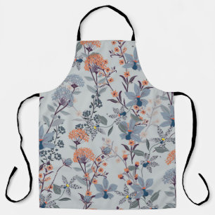 Wilde bloemen op blauw, botanisch patroon. schort