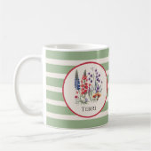  wilde bloemen op Boho Sage Green Stripes Koffiemok (Links)