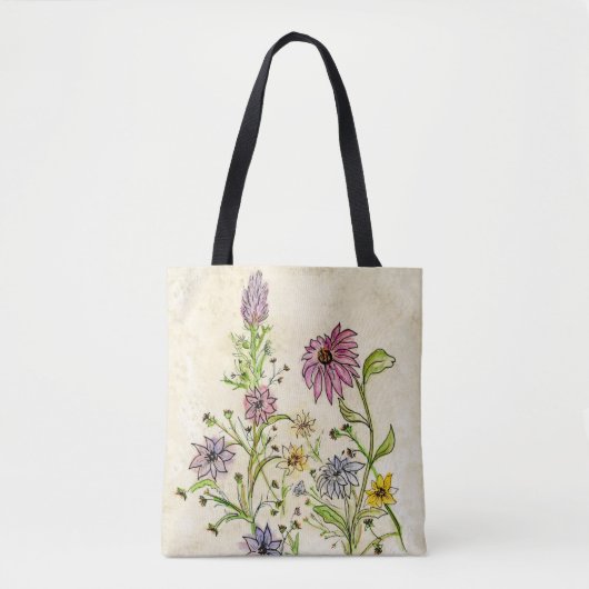 Wilde bloemen op een boodschappentas tote bag (Voorkant)