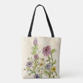 Wilde bloemen op een boodschappentas tote bag (Achterkant)