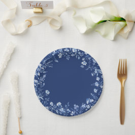 Wilde bloemen op Frans blauw Papieren Bordje
