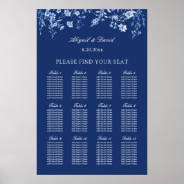 Wilde bloemen op Frans blauwe huwelijks zitplaatsk Poster