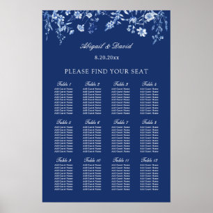 Wilde bloemen op Frans blauwe huwelijks zitplaatsk Poster
