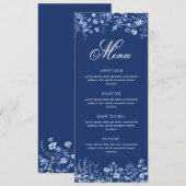 Wilde bloemen op Frans blauwe menu (Voorkant / Achterkant)