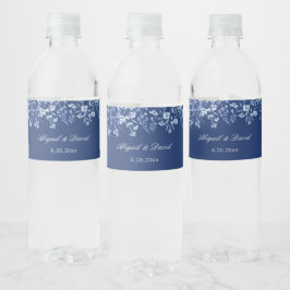 Wilde bloemen op Frans blauwe trouw Waterfles Etiket