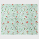 Wilde Bloemen Op Gingham Cadeaupapier (Vlak)