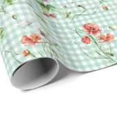 Wilde Bloemen Op Gingham Cadeaupapier (Rol Hoek)