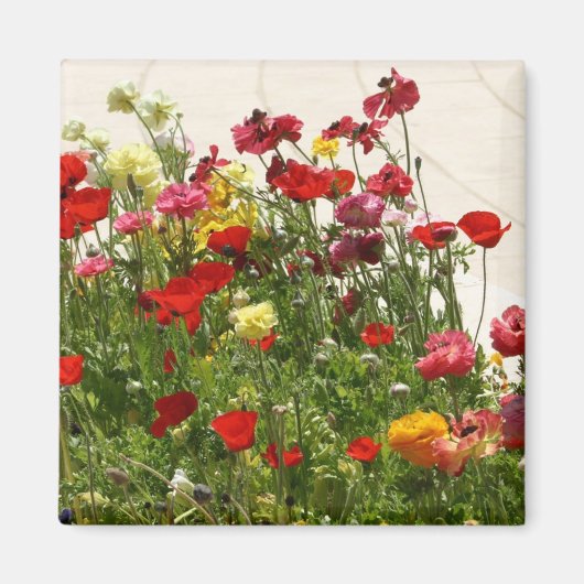 Wilde bloemen op groen veld magneet (Voorkant)