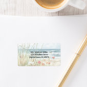 Wilde bloemen op het strand etiket