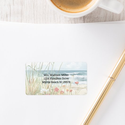 Wilde bloemen op het strand etiket