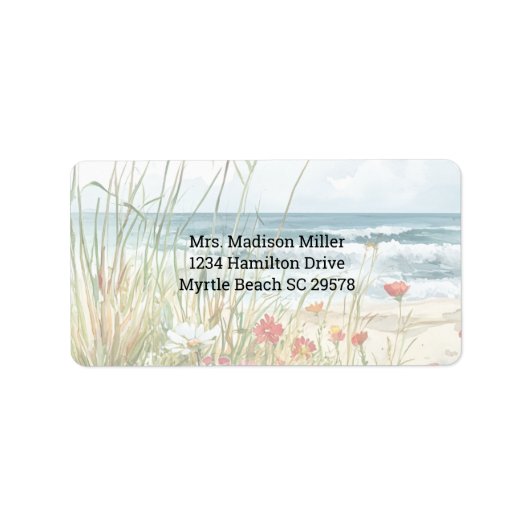 Wilde bloemen op het strand etiket (Voorkant)