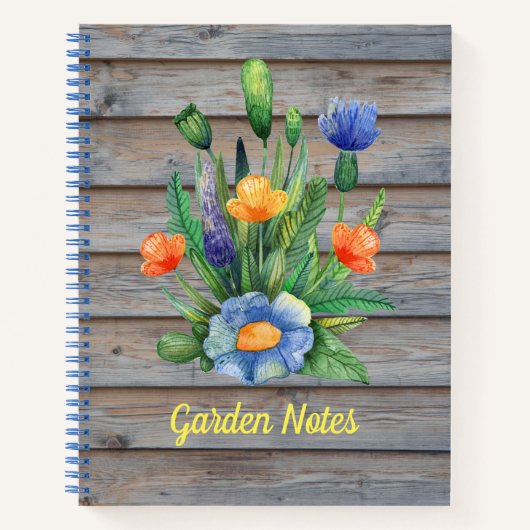 Wilde bloemen op houten panelen notitieboek (Voorkant)