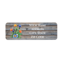 Wilde bloemen op houten planten etiket