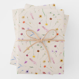 Wilde bloemen op Ivoor Inpakpapier Vel
