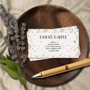 Wilde bloemen op ivoren diapraffle informatiekaartje