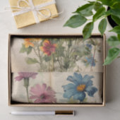 Wilde Bloemen op oud papier Decoupage (Geschenk)