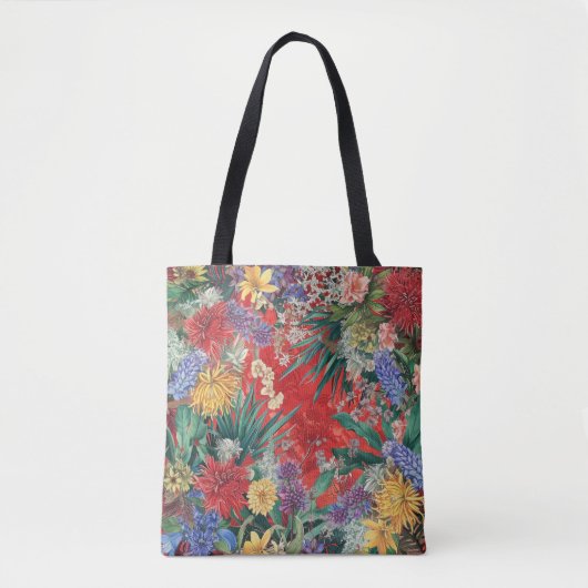 Wilde bloemen op rood tote bag (Voorkant)