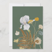 Wilde bloemen op Sage Trouw Uitnodiging (Achterkant)