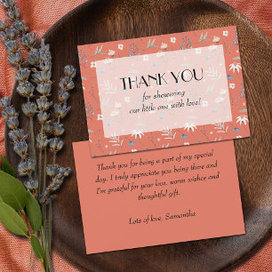 Wilde bloemen op Terracotta Baby shower Bedankkaart