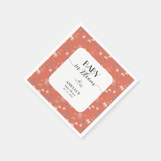 Wilde bloemen op Terracotta Baby shower Servet (Hoek)