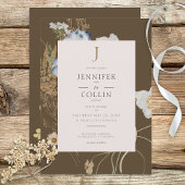 Wilde bloemen op uitnodiging voor bruin huwelijk