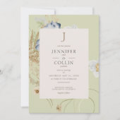 Wilde bloemen op uitnodiging voor lichte weddensch (Voorkant)