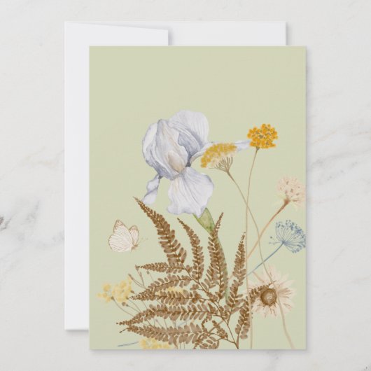 Wilde bloemen op uitnodiging voor lichte weddensch (Achterkant)