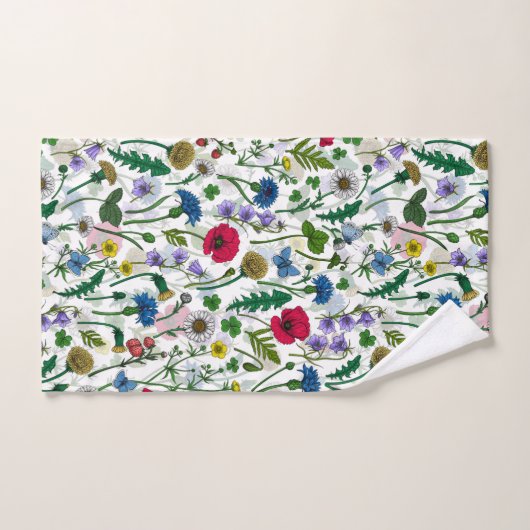 Wilde bloemen op wit bad handdoek (Handdoek)