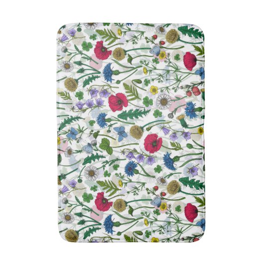 Wilde bloemen op wit badmat (Voorkant Verticaal)