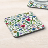 Wilde bloemen op wit bier onderzetter (Linkerzijde)